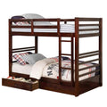Benjara Transitional Twin Bed with Attached Ladder and Drawers, Brown