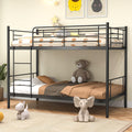 KOMFOTT Metal Twin Over Twin Bunk Bed, Heavy-Duty Metal Bunk Bed Fame with Ladder& Full-Length Guardrails for Kids, Teens & Adul