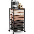 TOOLF Rolling Carts with Wheels, 8-Drawer Utility Cart, Wooden Tabletop Storage Cart for Office, Arts & Crafts, Classroom, Bedro