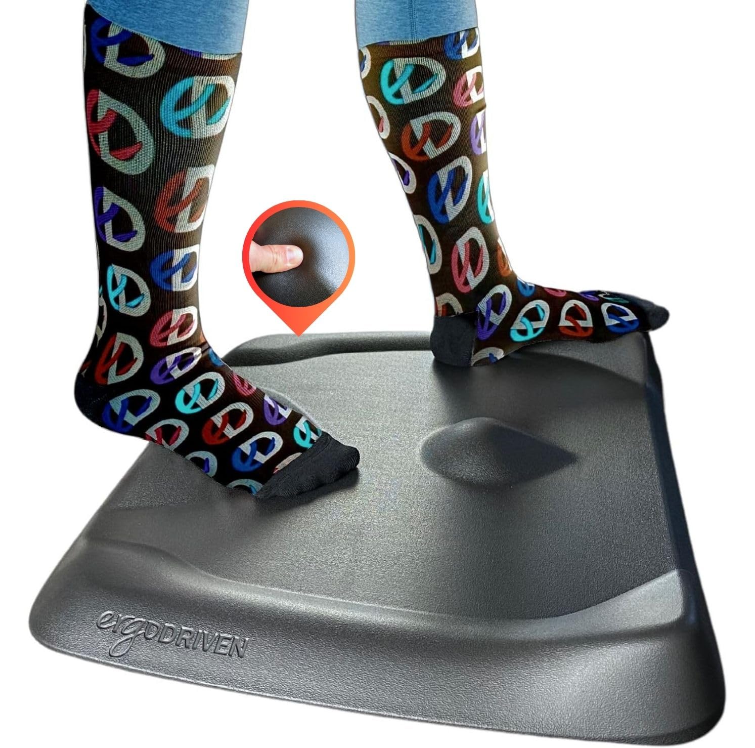 Topo Mini by Ergodriven | The Smaller Not-Flat Standing Desk Anti-Fatigue Mat with Calculated Terrain (Obsidian Black)