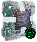 Glow in The Dark Throw Blanket,Super Soft Cozy Furry Plush Fleece Blanket Decorated with Stars and Words of Healing, Birthday Gi
