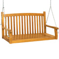 Best Choice Products 48in Wood Porch Swing Outdoor Patio Hanging Bench Chair Furniture for Deck, Garden, Yard w/Mounting Chains,