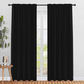 PONY DANCE Blackout Curtains Thermal Insulated Window Treatment Panels Back Tab/Rod Pocket Bedroom Draperies,70x84 Inch,Black,2 
