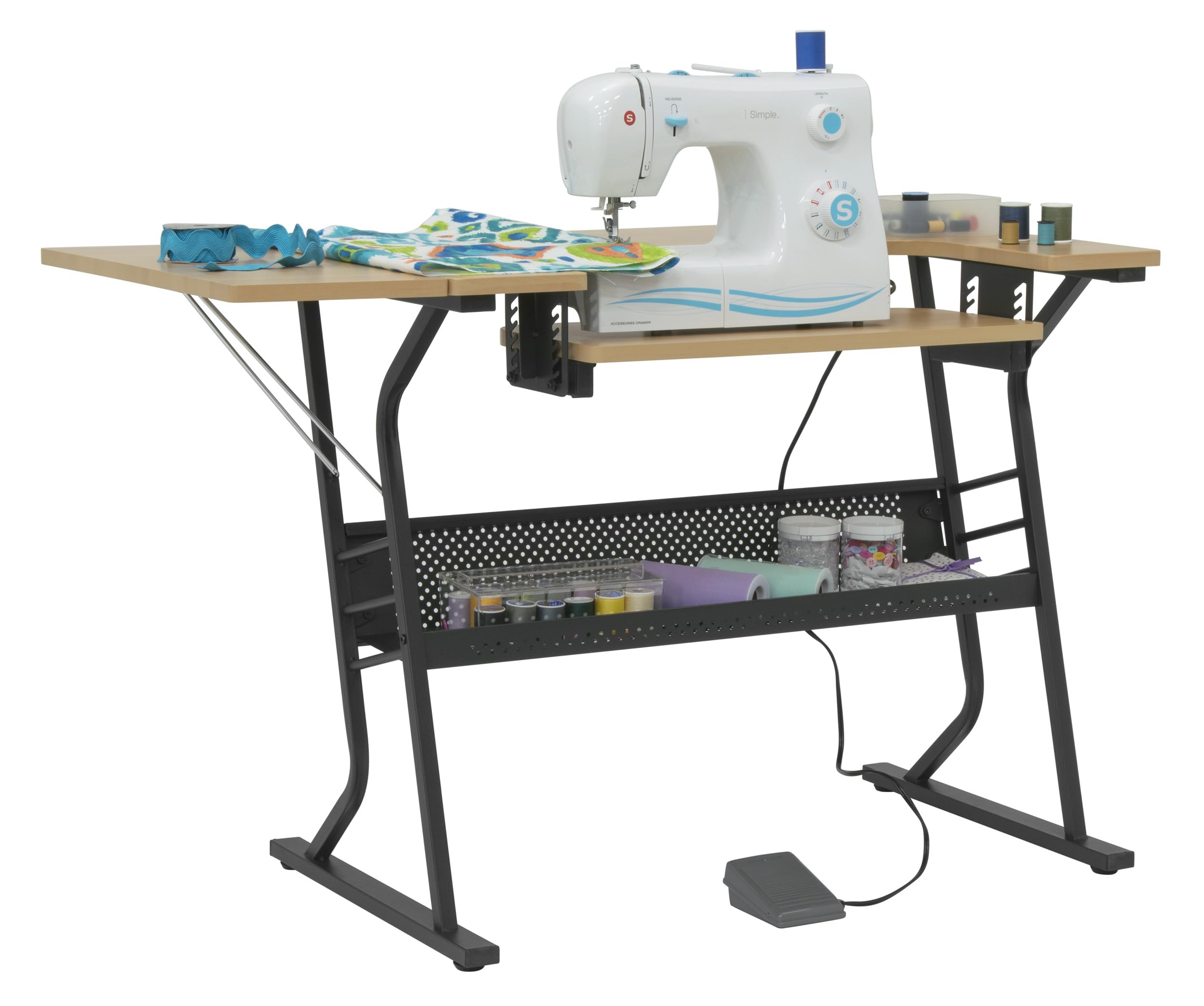 Sew Ready Eclipse Hobby/Sewing Craft Table, Black/Maple