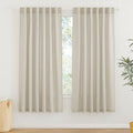 RYB HOME Sheer Curtains 63 inches - Solid Linen Texture Semi-Sheer Window Shades, Back Tab Hanging Light Airy Privacy Sheer for 