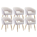 KCC Modern Accent Dining Chairs, Set of 6, Velvet Dining Chairs with Tufted Hollow Back & Gold Metal Legs for Living Room, Dinin