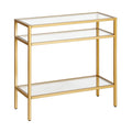 Henn&Hart 24 Wide Rectangular Rectangular Side Table in Brass, Table for Living Room, Bedroom