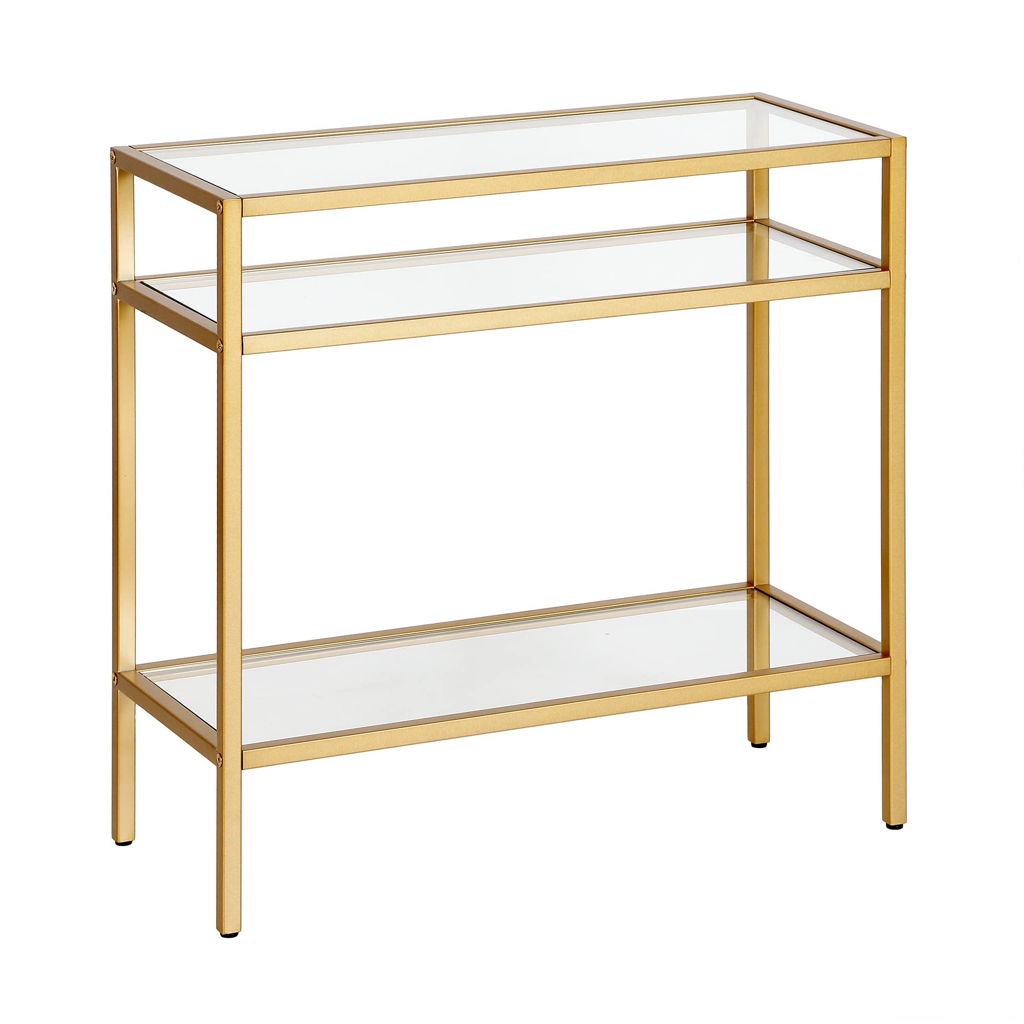 Henn&Hart 24 Wide Rectangular Rectangular Side Table in Brass, Table for Living Room, Bedroom