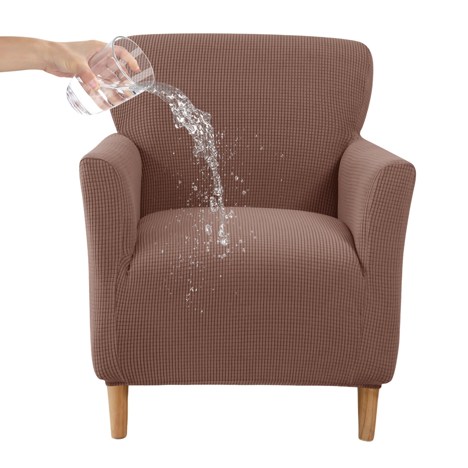CRFATOP Stretch Mid Century Modern Armchair Slipcover 1-Piece Jacquard Accent Chair Covers with Arms Soft Waterproof Chair Slipc