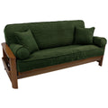Blazing Needles Solid Microsuede Double Corded 8 to 9 Futon Cover Set with 4 Throw Pillows (Set of 5), Full, Hunter Green