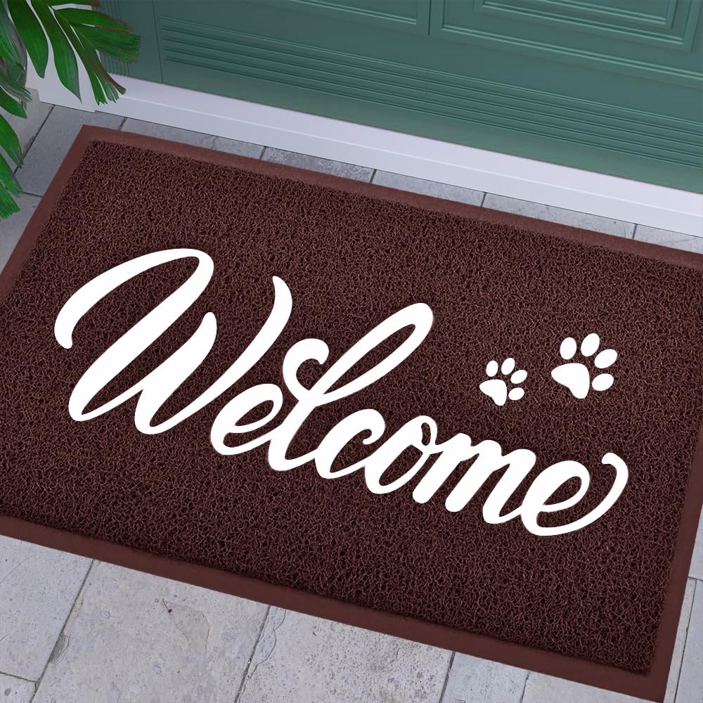 T.HENV Door Mat Welcome, Outdoor/Indoor Heavy Duty Non Slip Doormat for Front Door Entance, Outside Door Mats for Home Entry Flo