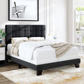Allewie Queen Size Panel Bed Frame with Adjustable Headboard for High Profile/Fabric Upholstered/Square Stitched Padded Headboar