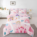 Feelyou Kids Princess Duvet Insert Queen Size, Girls Dreamy Magic Castle Comforter Set Boys Girls for Cartoon Rainbow Bedding Se