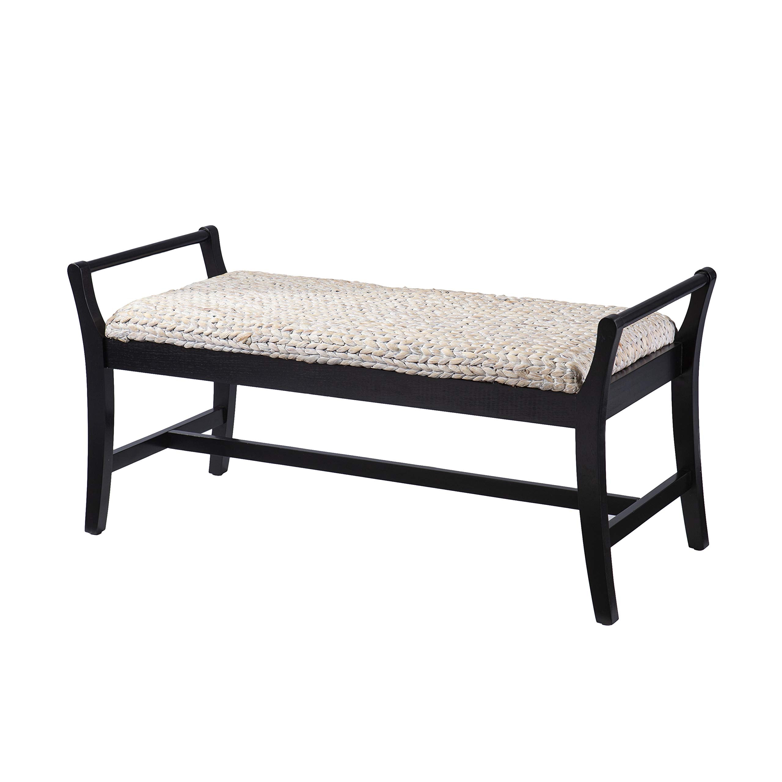 SEI Furniture Kellworth Water Hyacinth Bench, Whitewashed/Black