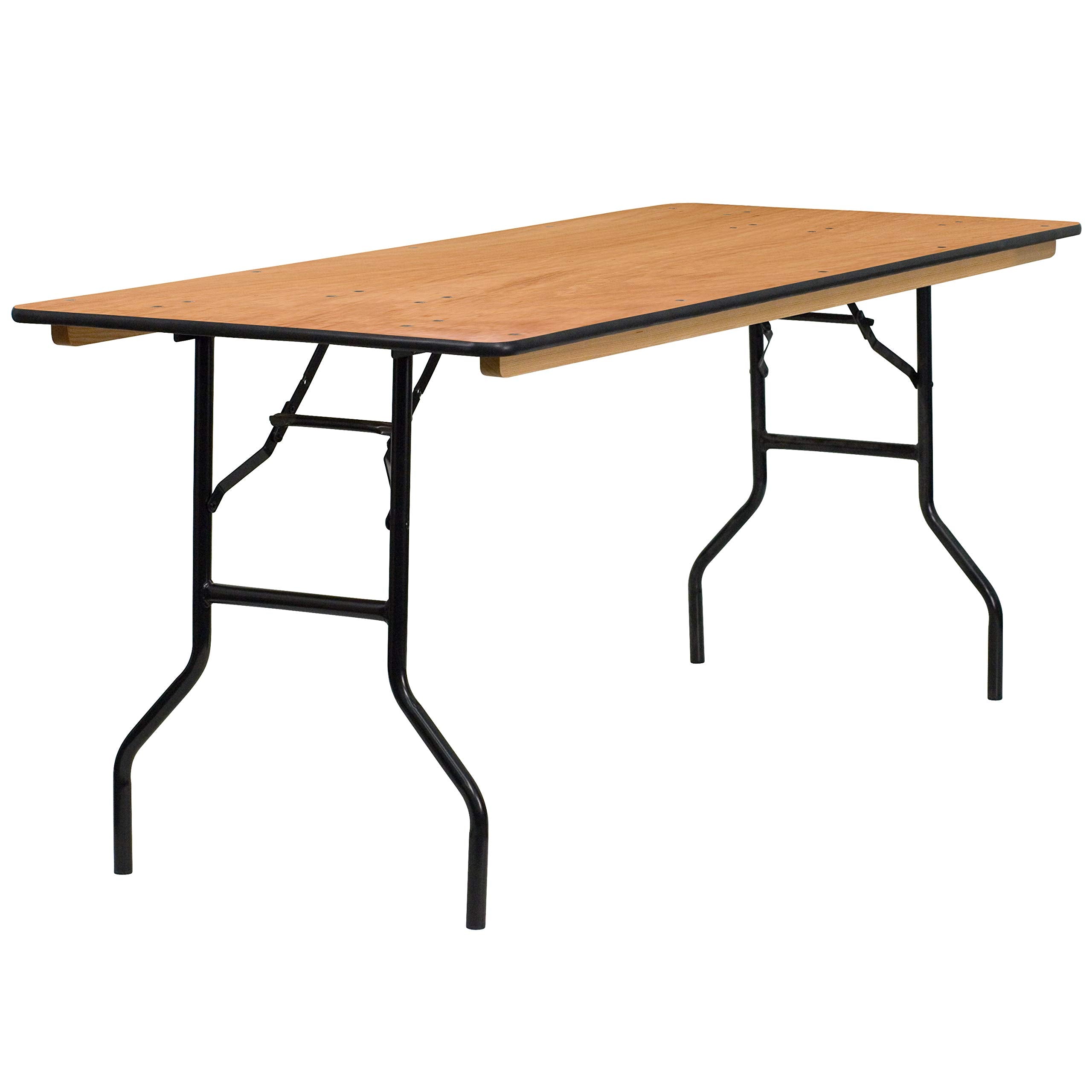 Flash Furniture Gael 6 Wood Folding Training and Event Table, Rectangular Folding Training Table with Smooth Clear Coated Finis