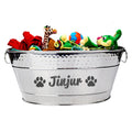 BREKX Personalized Metal Dog Toy Bin - Copper Galvanized Storage Bin with Handles, Basket for Pet Toys, Dog Toy Box, Pet Storage