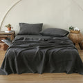 Simple&Opulence 100% Pure Linen Sheet Set Queen Size, Natural French Flax Solid Color 4 Pcs Washed Breathable, Farmhouse Bedding