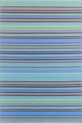 Mad Mats Outdoor Rug, Reversible Plastic Mat for Patio Porch, Deck, Kithchen, Stripes, (2.5  x 6 , Grey Aqua)