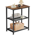 VECELO Tall End Side Tables,30 Height Nightstand with 3-Tier Storage Shelf for Bedroom Living Room, Easy Assembly,Industrial Sty