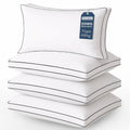 LANE LINEN Pillows Standard Size Set of 4 - Medium Soft Support Gusseted Hotel Quality Pillows for Sleeping, Oeko Tex Certified,