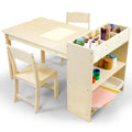 bbgroundgrm Kids Art Table and Chair Set, Birch Wooden Activity Craft Table, Kids Drawing Table, Toddler Desk with Storage and 1