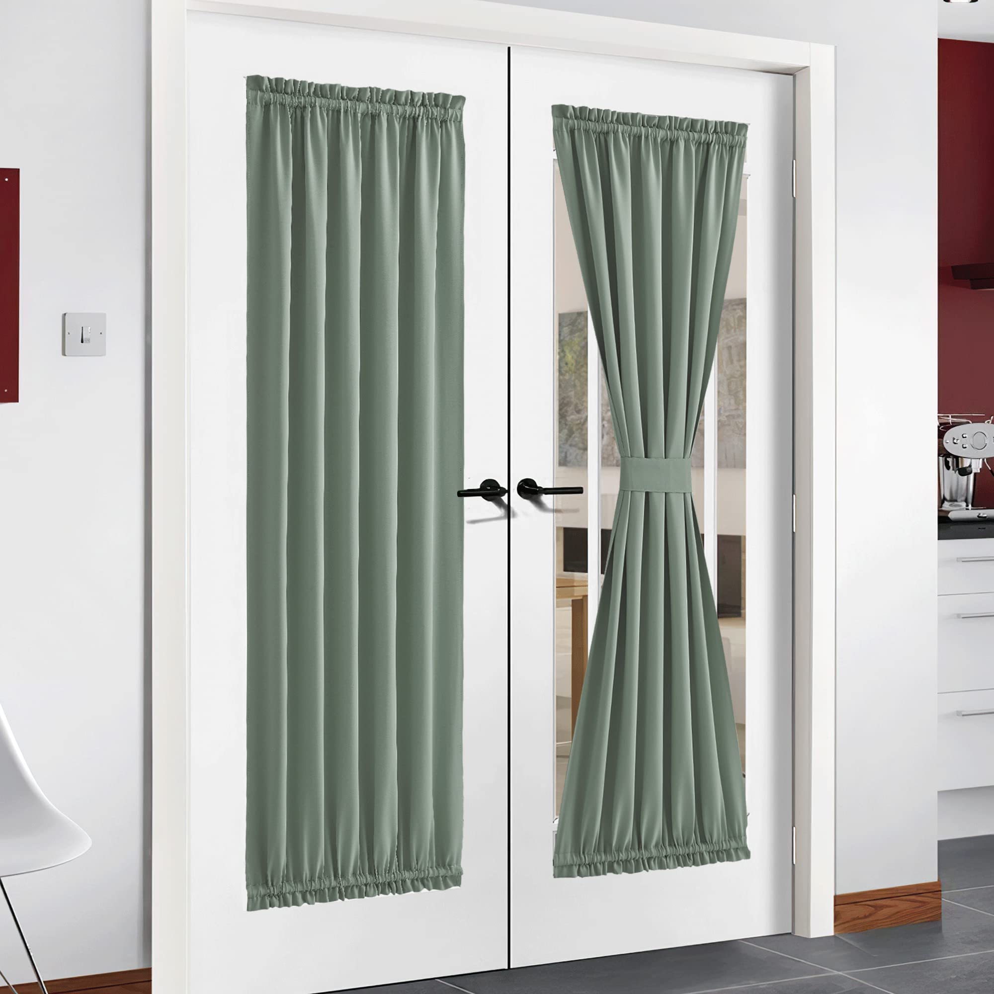 NICETOWN Window Door Curtain Blackout French Door Curtain Panel Thermal Insulated Room Darkening Curtain with Rod Pocket, Energy