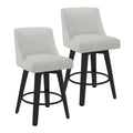 AMICLIBER Counter Height Swivel Bar Stools Set of 3, 26 Inch Bar Stools with Footrest, Linen Fabric Upholstered Barstools with B