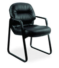 HON Leather 2090 Pillow-Soft Series Guest Arm Chair, Black