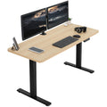 VIVO Electric 60 x 24 in Standing Desk, Memory Height Adjustment, 1B Series, One-Piece Light Wood Top, Black Frame, DESK-KIT-1B6