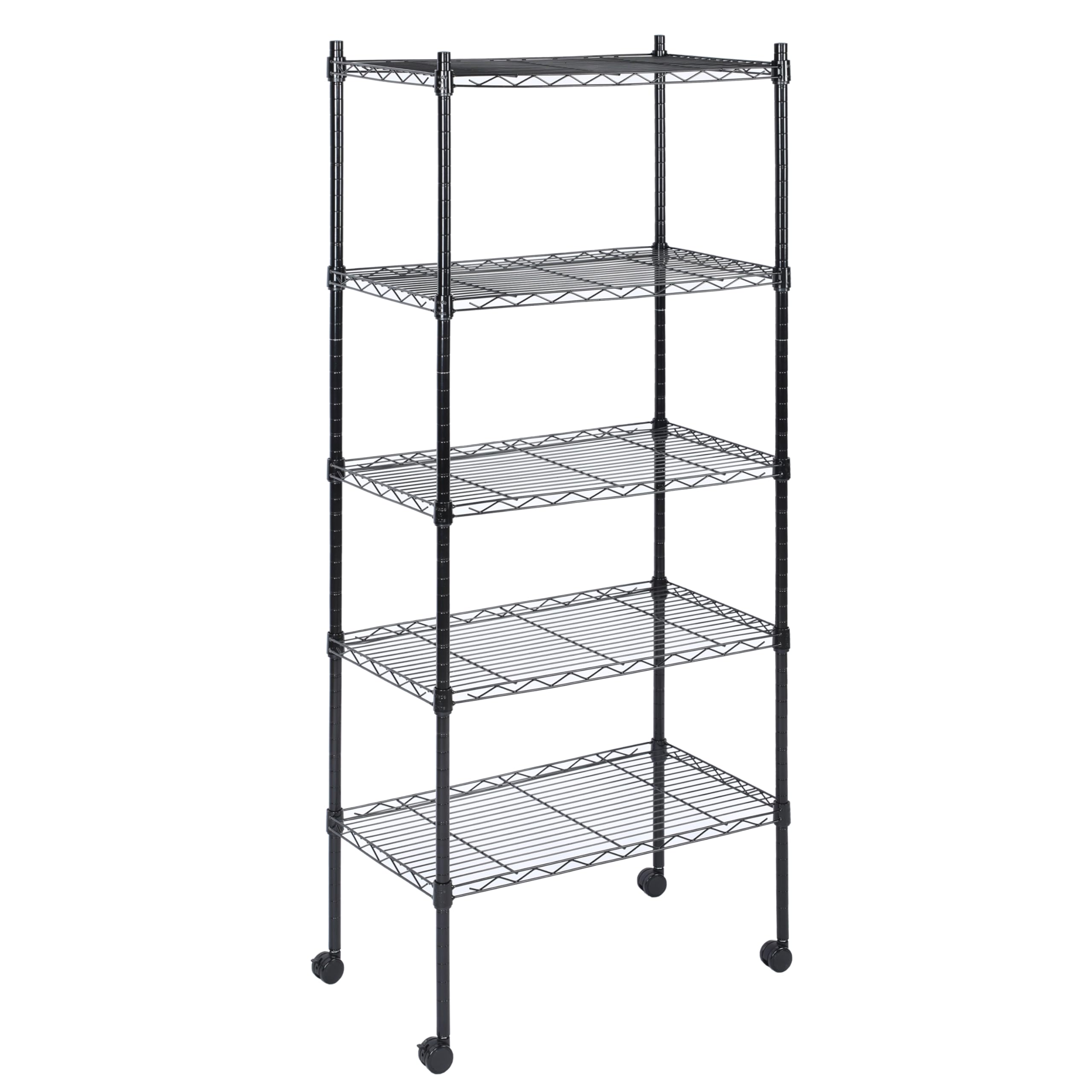 HealSmart Heavy Duty 5-Tier Shelving Units Adjustable, 65 D x 14 W x 30 H Wire Shelf with 1000 lbs Capacity, Black