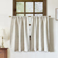 Faux Linen Kitchen Curtains 36 Inch Length Cafe Curtain Tiers for Living Room Bathroom Basement Windows Country Rustic Small Sho