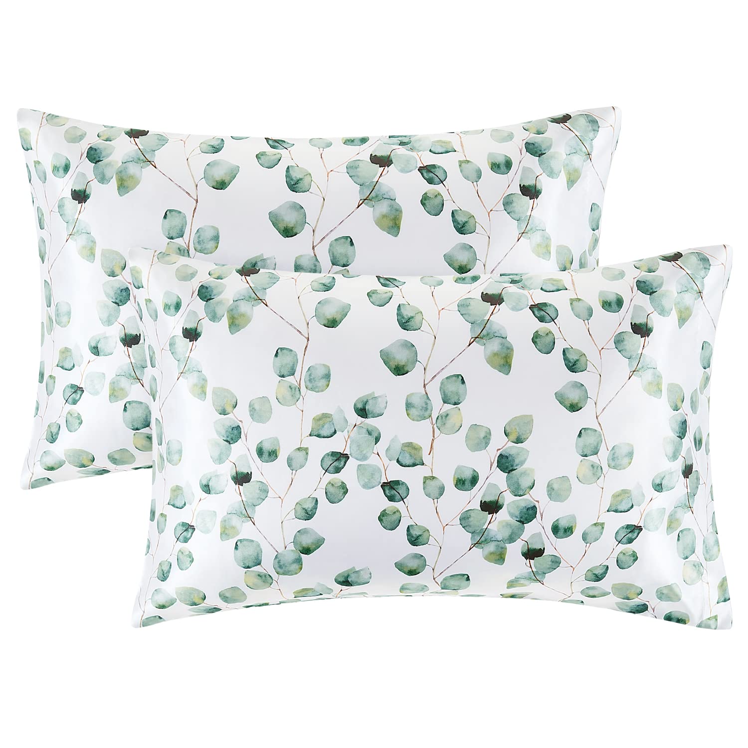 EXQ Home Satin Pillowcase Silky Satin Pillowcase for Hair and Skin,Soft Cooling Printed Pillow Cases Queen Size Set of 2 Satin P