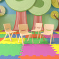 Flash Furniture 4 Pack Natural Plastic Stackable School Chair with 12 Seat Height
