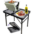 BRIAN & DANY Camping Table Folding Grill Table, Small Foldable Table Height Adjustable, Portable Metal Picnic Table for Outdoor,