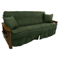 Blazing Needles Solid Microsuede Double Corded 8 to 9 Futon Slipcover Set with 2 Throw Pillows (Set of 3), Full, Hunter Green