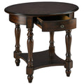 MODERION Oval End Table with Drawer, Solid Wood Sofa Side Table with Storage Shelf, Traditional Living Room Corner Table, Nights