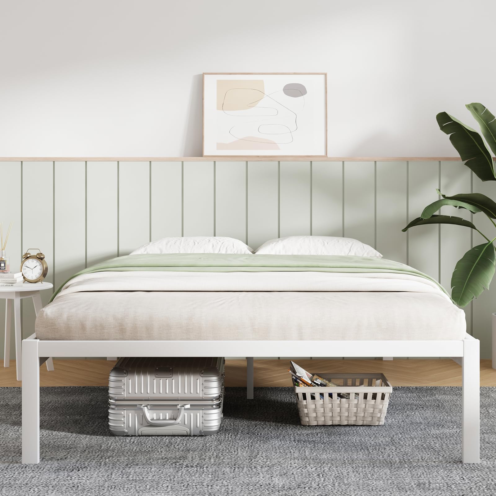 Novilla Full Size Bed Frame Without Headboard, Metal Platform Bed Frame, Heavy Duty, No Box Spring Needed, Wood Slat Support, Ea