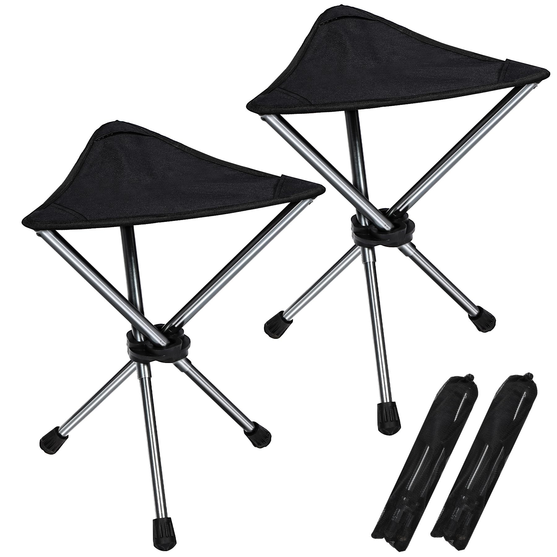REDCAMP 2 Pack Ultralight Camping stools with Retractable Legs, Portable 3 Legged Tripod Camping Stools for Adults Fishing Backp