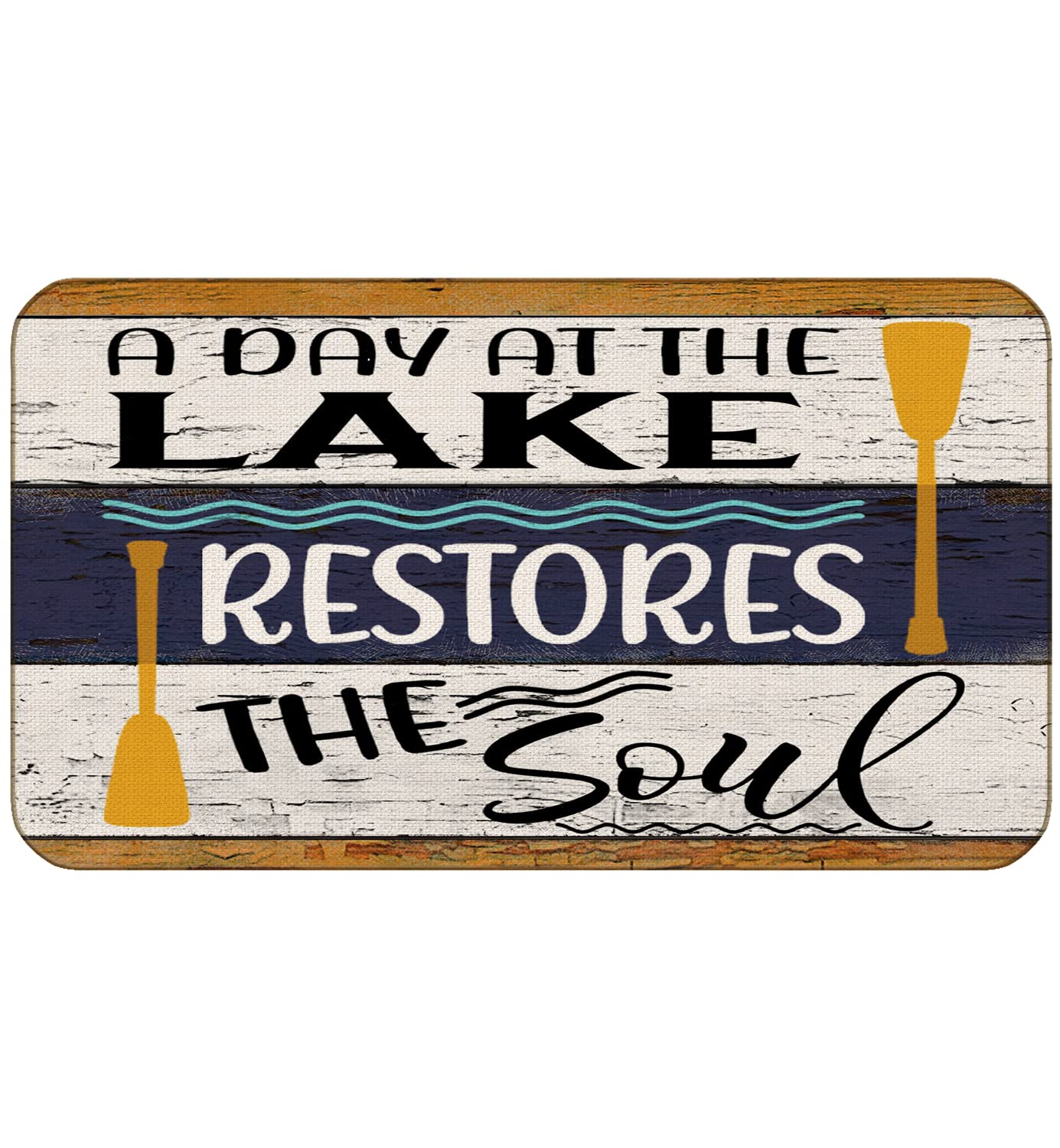 BXFAHZJ Education is Important But Fishing is Importanter Door Mat Farmhouse Lake Theme 17x30 Inch Lake House Indoor Outdoor Ent