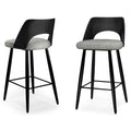 SIMPLIHOME Callie Contemporary 16 inch Counter Height Stool (Set of 2) in Grey Polyester Linen Fabric for The Dining Room and Ki