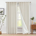 jinchan Linen Beige Curtains 84 Inches Long for Living Room Farmhouse Rod Pocket Back Tab Light Filtering Window Drapes with Lin