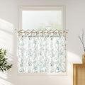 JINCHAN Linen Kitchen Curtain Floral Printed Tier Curtain 36 Inch Farmhouse Cafe Tie Top Botanic Small Window Drape for Farmhous