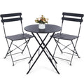 Kromax Outdoor Patio Bistro Set, Folding Bistro Table and Chairs Set, 3 Piece Folding Patio Furniture Set, Space Saving, Black