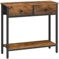 HOOBRO 29.5 Narrow Console Table with 2 Fabric Drawers, Small Entryway Table with 2-Tier Storage Shelves, Thin Sofa Table, Side 