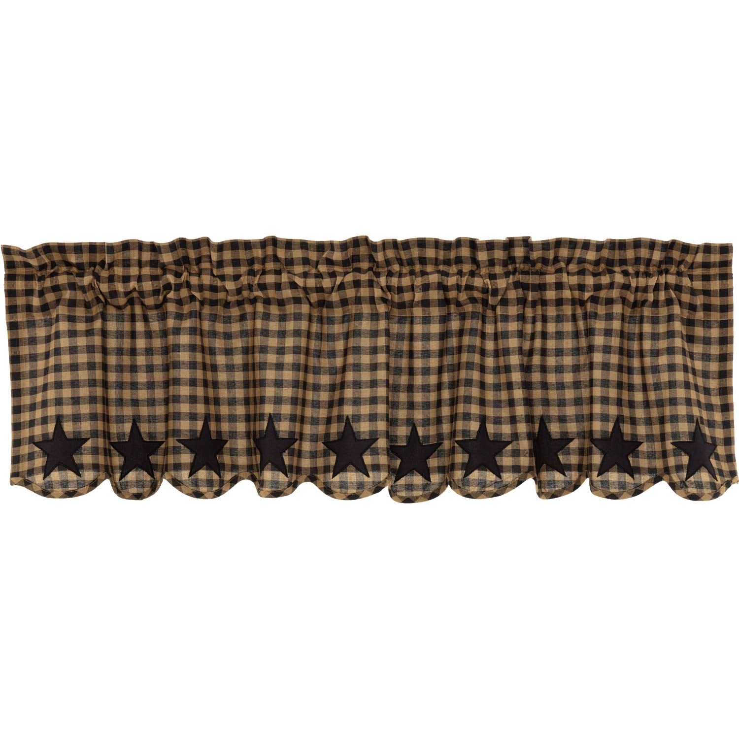VHC Brands, Black Star, Cotton, 16x60, Scalloped Valance, Black