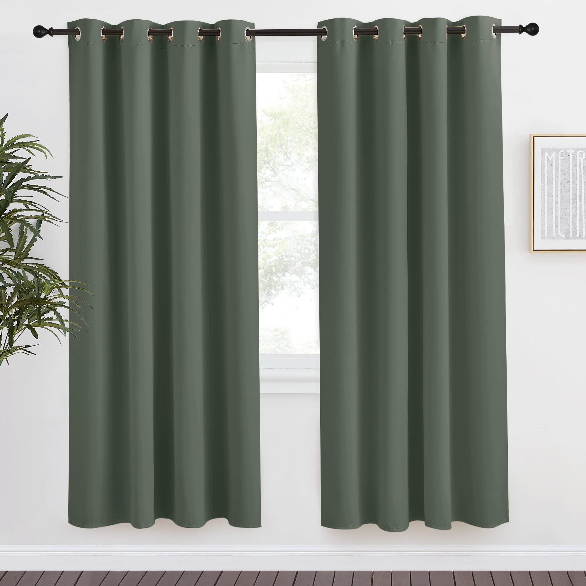 NICETOWN Blackout Curtain for Living Room 78 inch Long, 1 Panel, Dark Mallard, W55 x L78, Grommet Thermal Insulated Room Darkeni