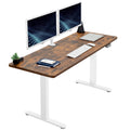 VIVO 60-inch Electric Height Adjustable 60 x 24 inch Stand Up Desk, Rustic Vintage Brown Solid One-Piece Table Top, White Frame,