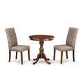 East West Furniture ESEL3-MAH-16 3 Piece Dinette Set for Small Spaces Contains a Round Dining Table with Pedestal and 2 Dark Kha