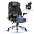 Executive Office Chair-Ergonomic Computer Desk Chair, High Back Leather Chair with Padded Flip-up Arms, Swivel Home Office Chair