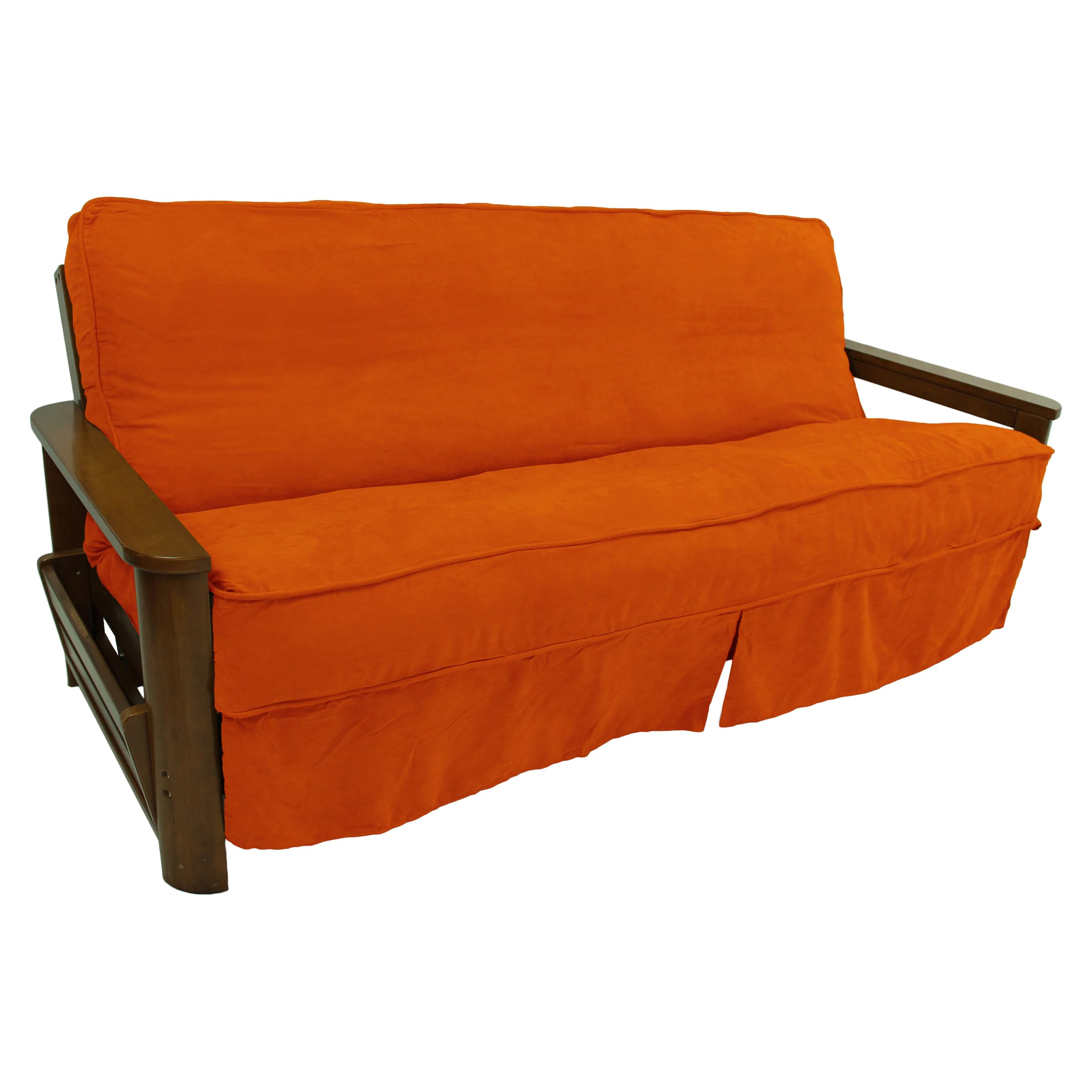 Blazing Needles Solid Microsuede Double Corded 8 to 9 Futon Slipcover, Full, Tangerine Dream